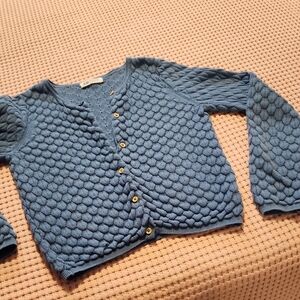 H&M Dusty Blue Bubble-Stitch Cropped Cardigan